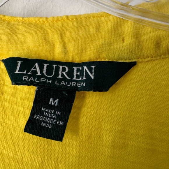 Ralph Lauren Yellow Puff Sleeve V-Neck Dress Sz M - Picture 9 of 14